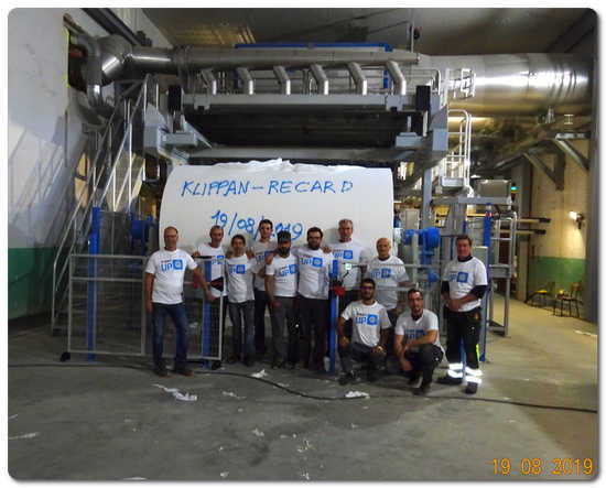 The Recard team and the first Jumbo reel during the start up at Klippan Bruck 