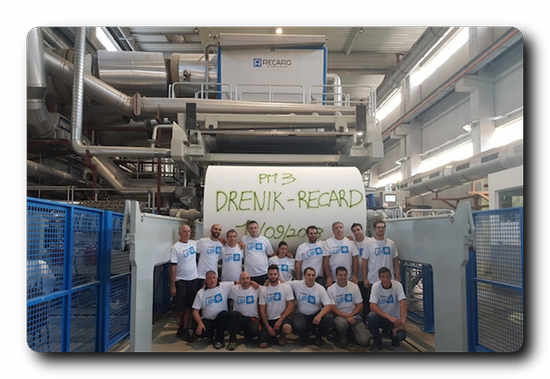 Belgrade, 19 September 2018. Startup PM3 of Drenik DN. The Recard’s Team with the first master roll. 