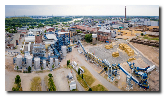 Wheat straw mill of the hygiene and health company Essity in Mannheim, Germany. “Photo: Essity/Geiger”.