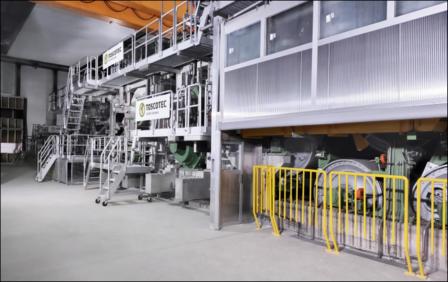 Toscotec-supplied paper machine at UNIPAKHELLAS Central mill in Pelasgia, Greece. 