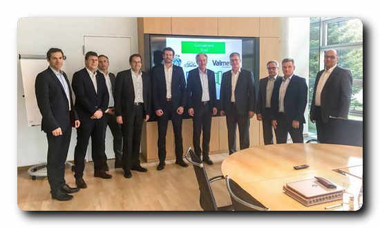 From left: Jürgen Kosse (Palm), Manfred Eberhardt (Valmet), Dr. Andreas Haas (Palm), Stephan Gruber (Palm), Tobias Hain (Valmet), Dr. Wolfgang Palm (Palm), Pasi Laine, Jari Vähäpesola, Harri Heikkilä and Juha Kivimaa (all from Valmet)