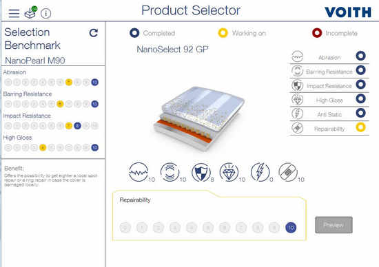 The Voith consultant uses the software to put together the best technology for the roll cover. The result is a mixture of standard and application-specific components.